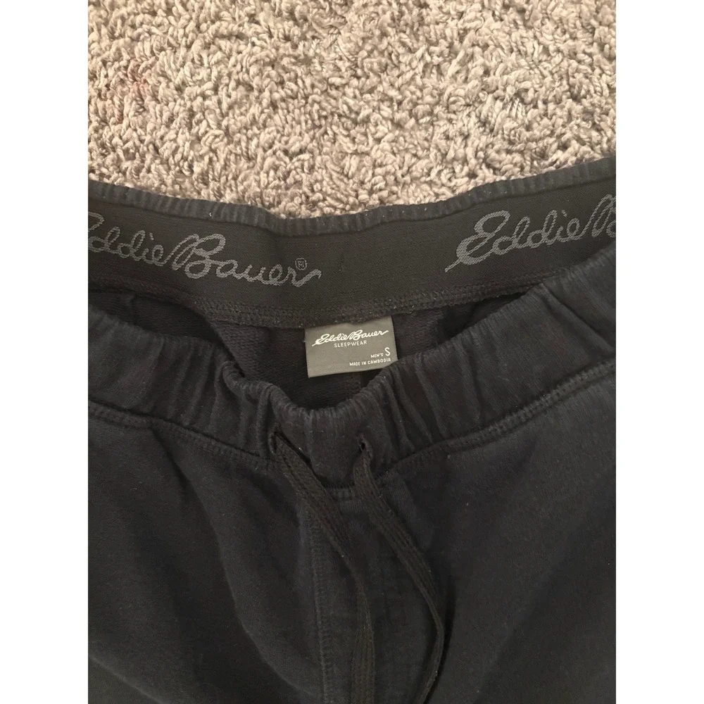 Eddie Bauer Mens Sleepwear Jogger Pants Black Drawstring Lounge Small